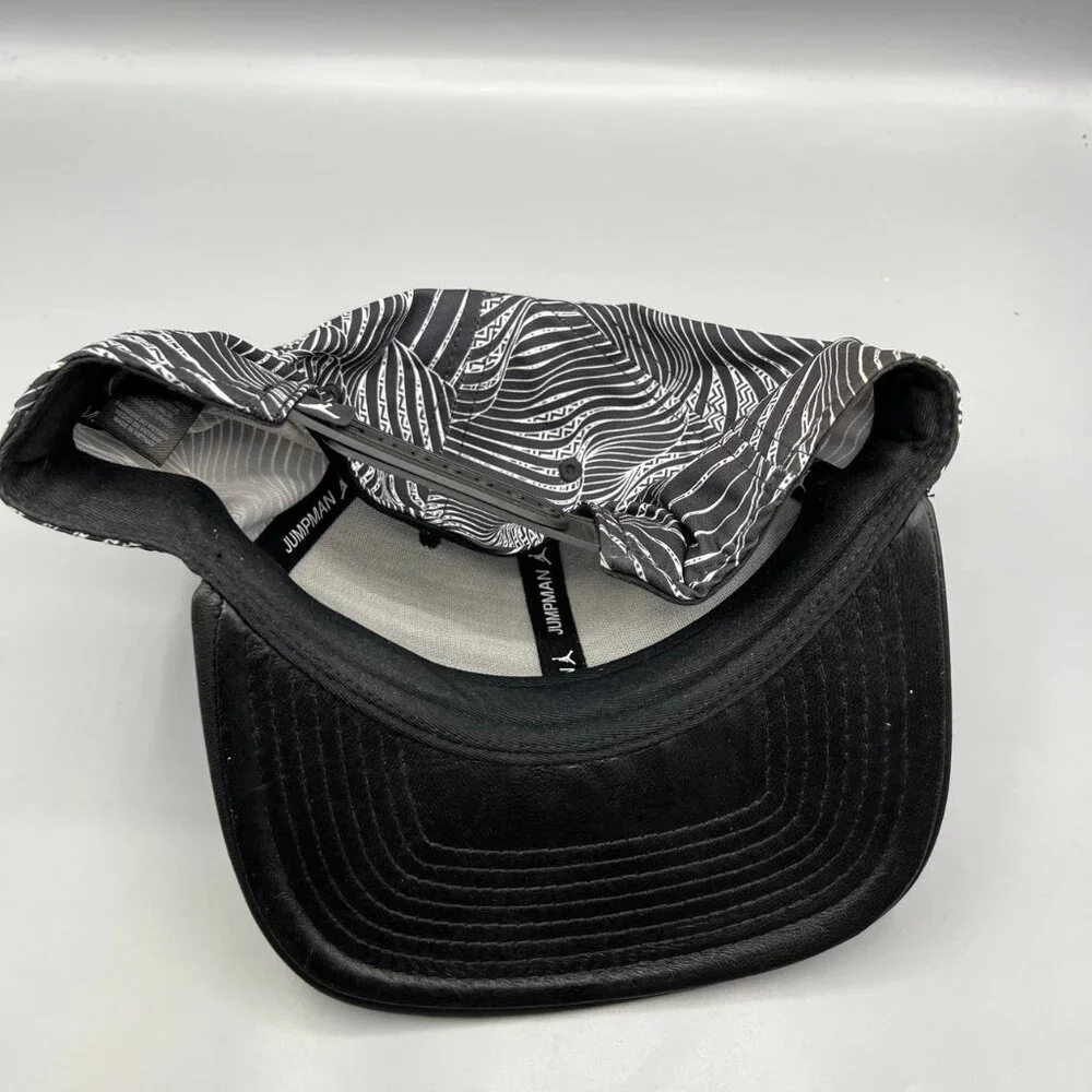 Air Jordan Hat Men Black Wave Pattern‎ Embroidered Logo Jumpman Snap Back Cap